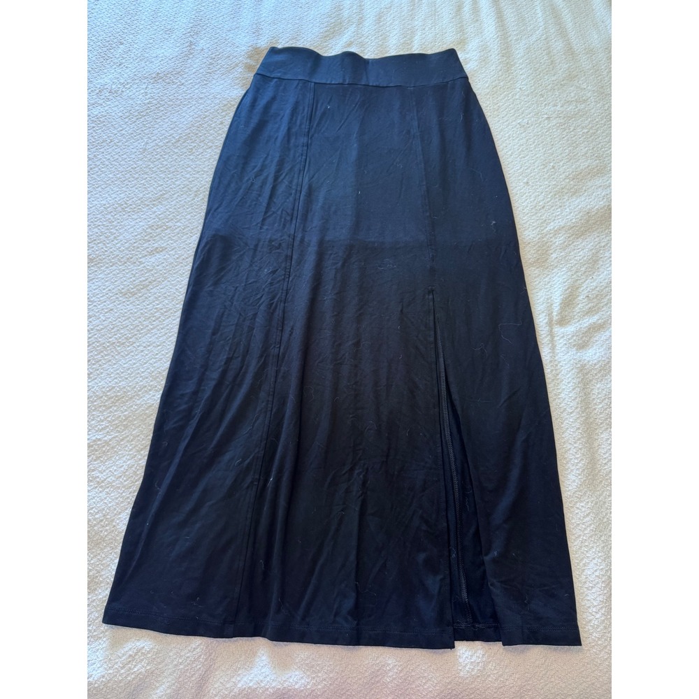 White House Black Market Black Maxi Skirt Side Slit Panel Seam Small